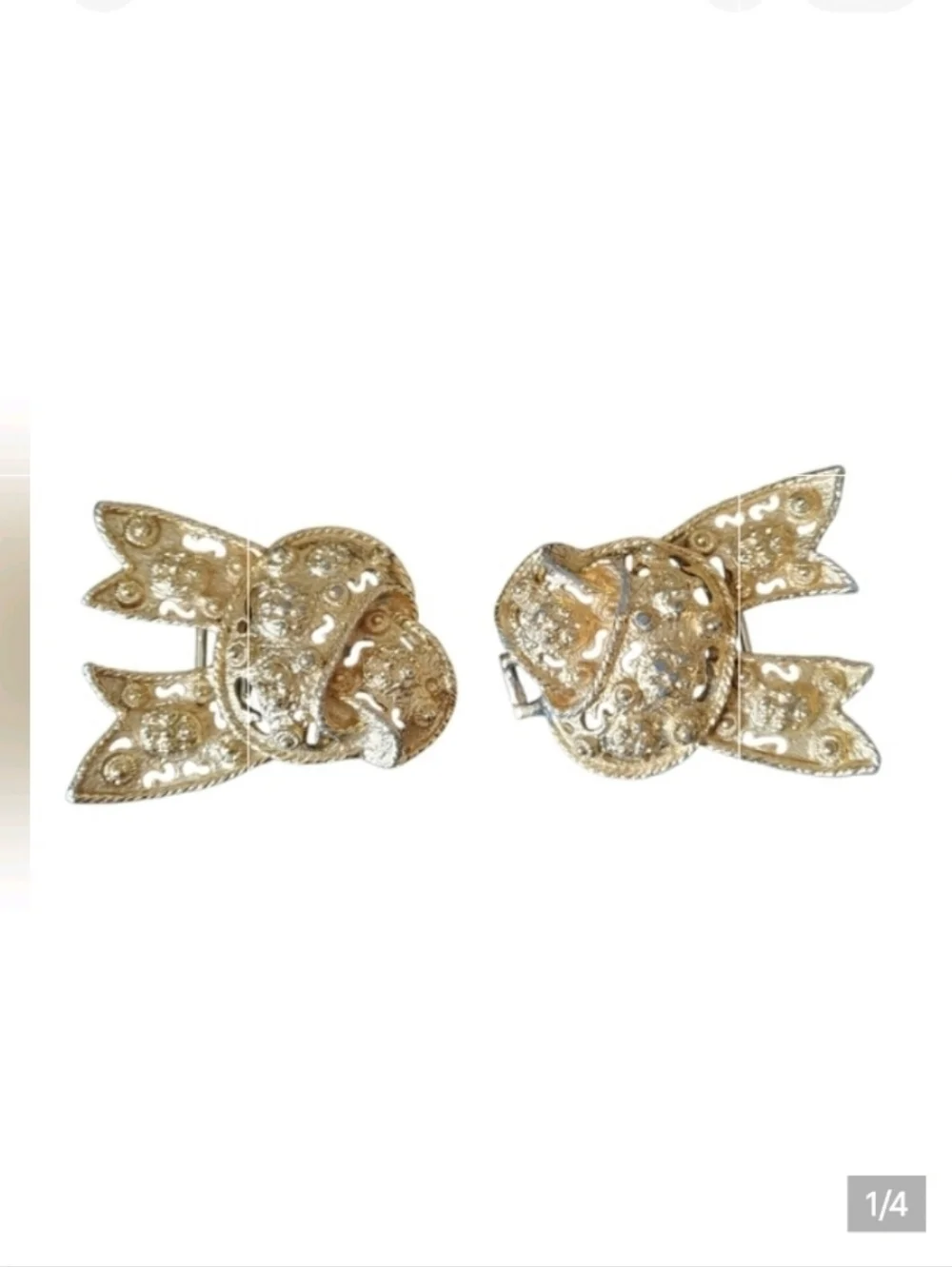 Mimi Di N 1989 Vintage Koi Fish Gold Tone Belt Buckle Set